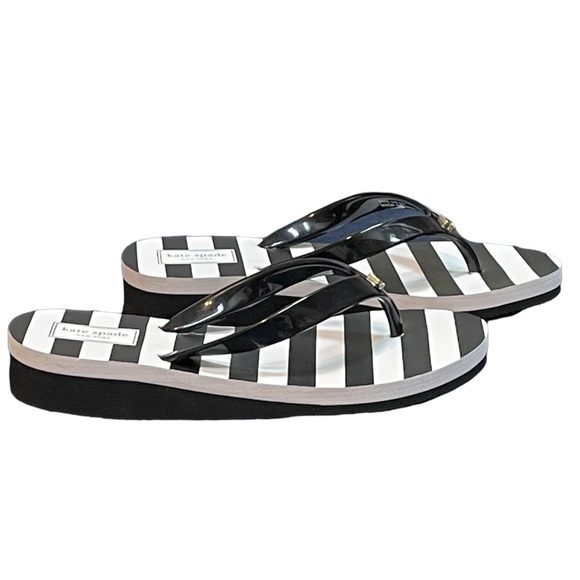 kate spade Shoes - Kate Spade Milli Mini Wedge Sandals - Black And White Striped